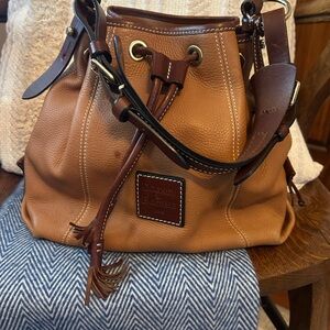 Dooney & Bourke Brown Leather Drawstring Bag